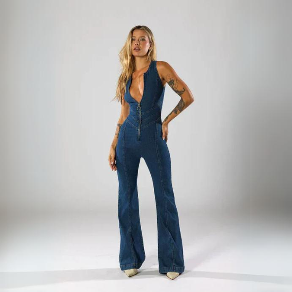 Ethel – Flare Cut Denim Jumpsuit