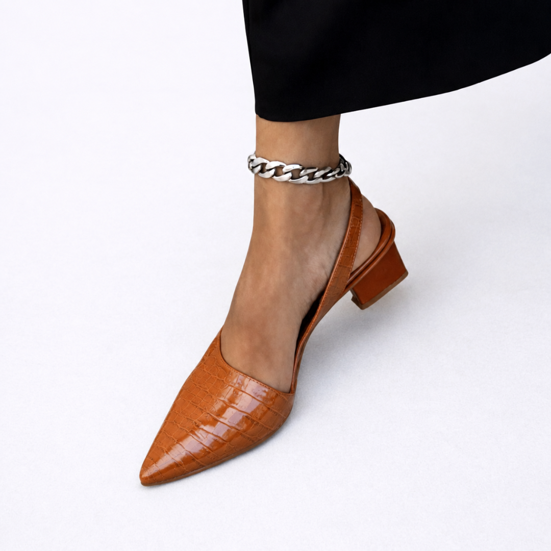 Clara – Pointed Toe Slingback Block Heels