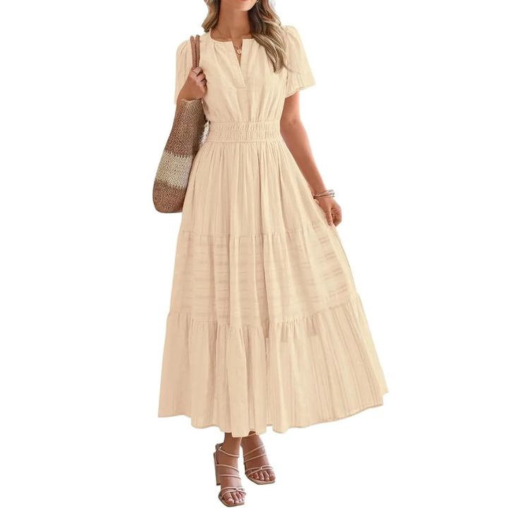 Delia – Flirty V-Neck Puff Sleeve Dress