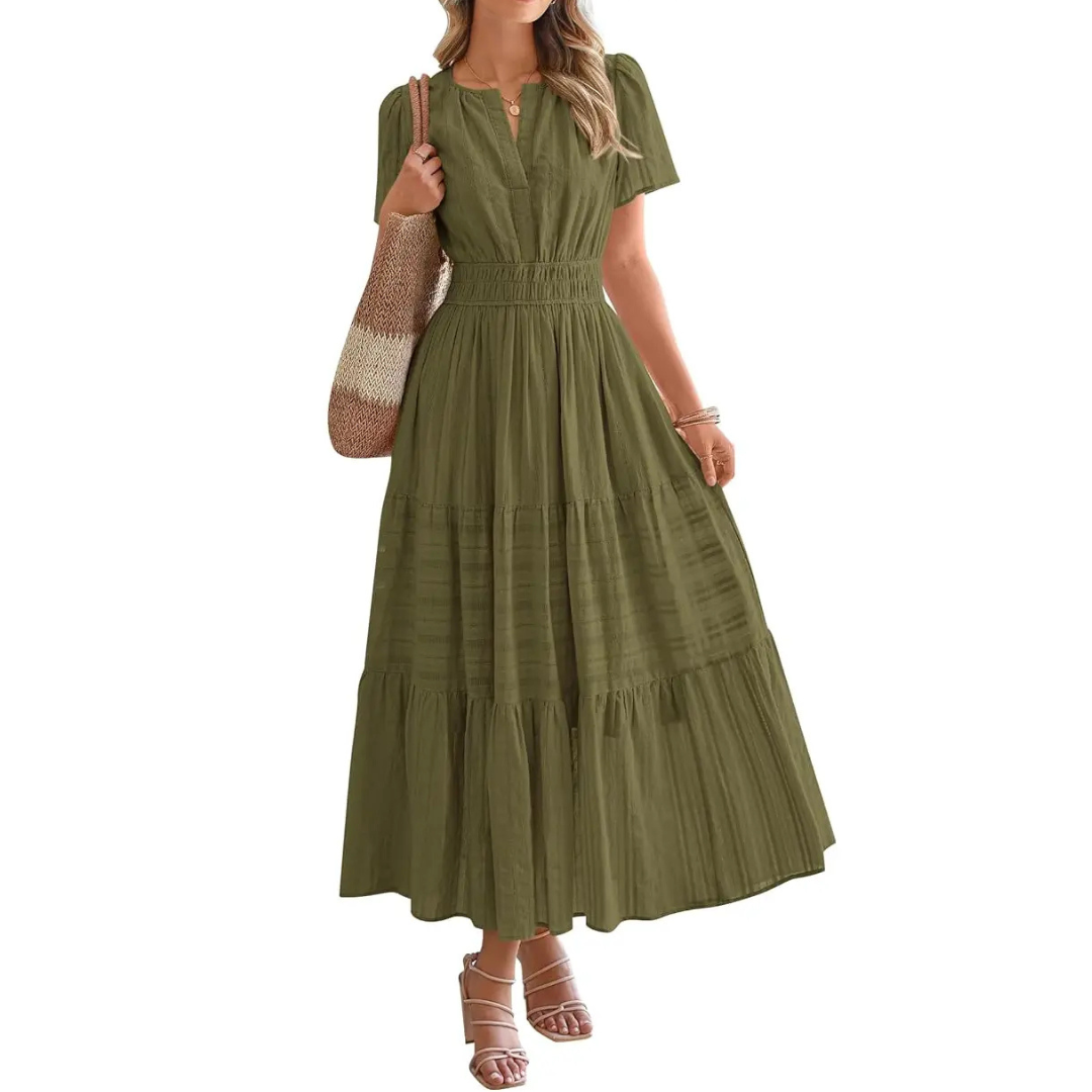Delia – Flirty V-Neck Puff Sleeve Dress