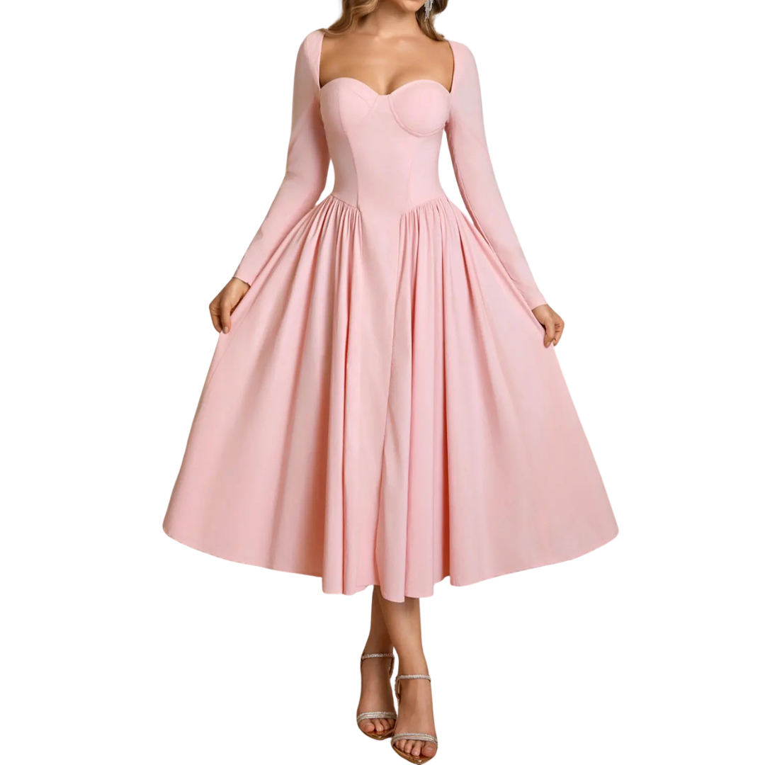 Jean – Open-Back Pleated Midi Dress