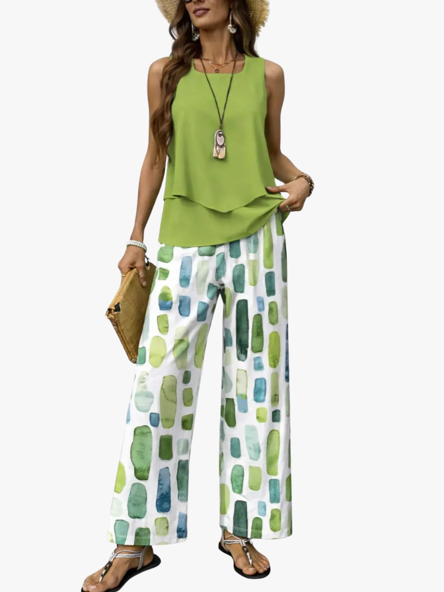 Sheena – Sleeveless Top and Wide-Leg Trouser Set