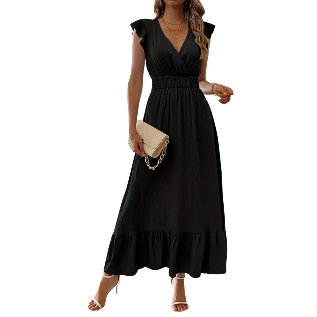 Deirdre – Shirred V-Neck Summer Dress