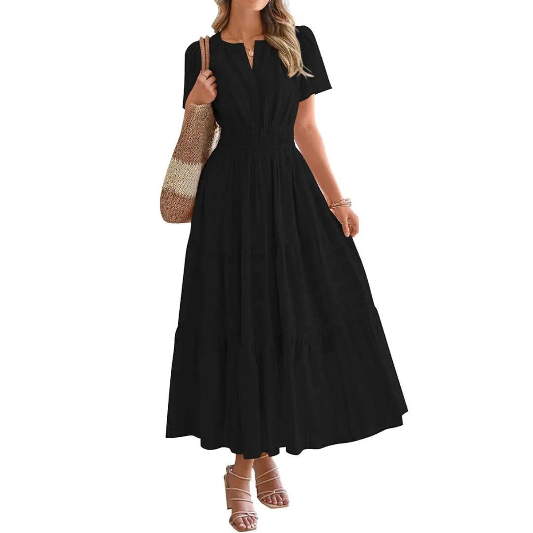 Delia – Flirty V-Neck Puff Sleeve Dress