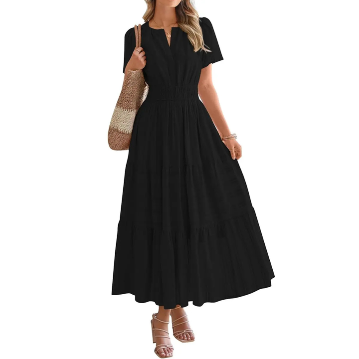 Delia – Flirty V-Neck Puff Sleeve Dress