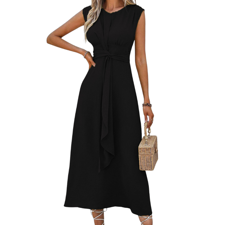 Isobel – Stylish Waist Tie Sleeveless Maxi Dress