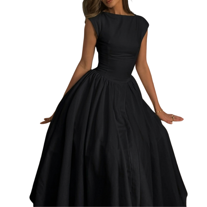 Angela – Chic Bardot Backless Maxi Dress