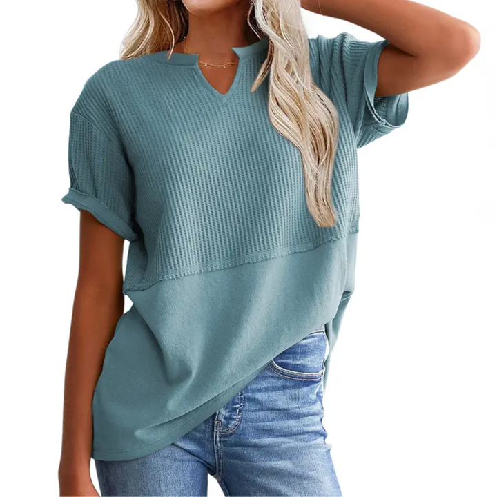 Gracie – Cosy Waffle Knit V-Neck Top