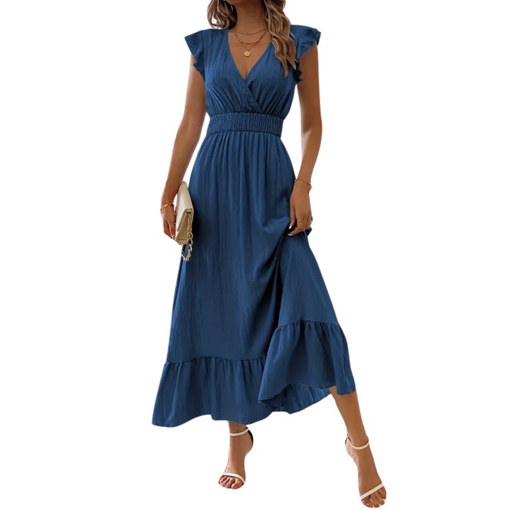 Deirdre – Shirred V-Neck Summer Dress