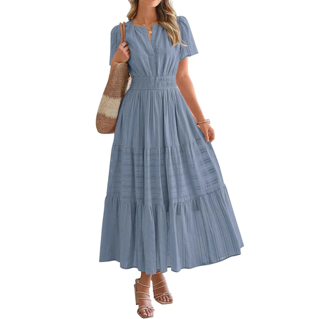 Delia – Flirty V-Neck Puff Sleeve Dress