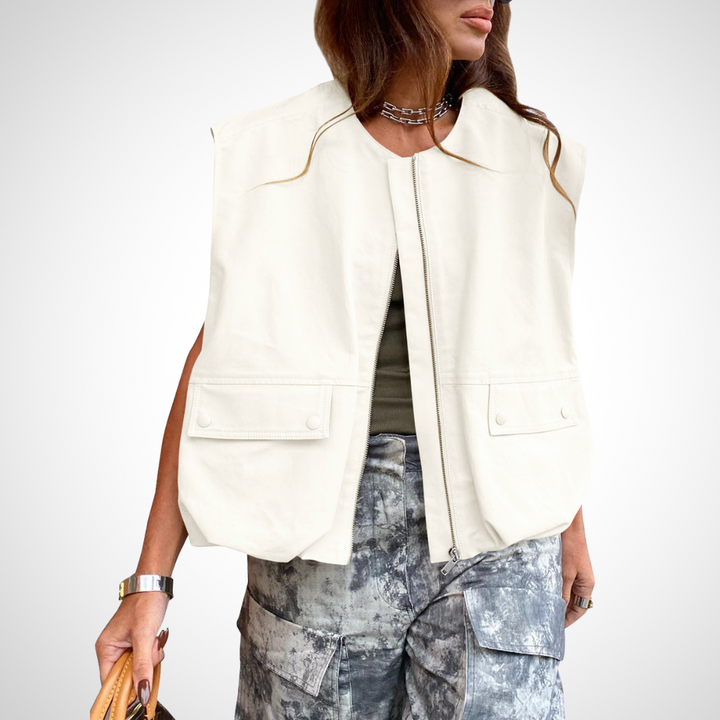 Jean – Casual Long Sleeve Collared Crop Jacket