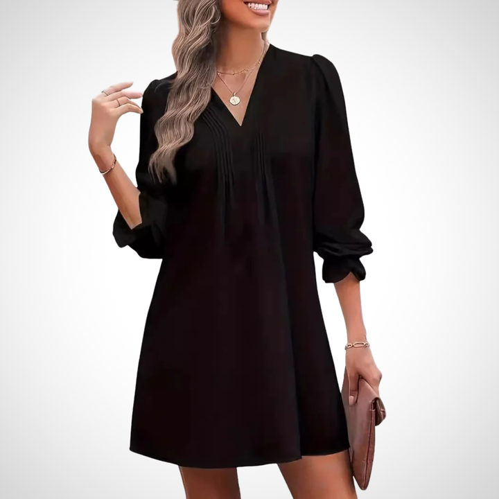 Lucinda – Elegant Ruffled V-Neck Dress