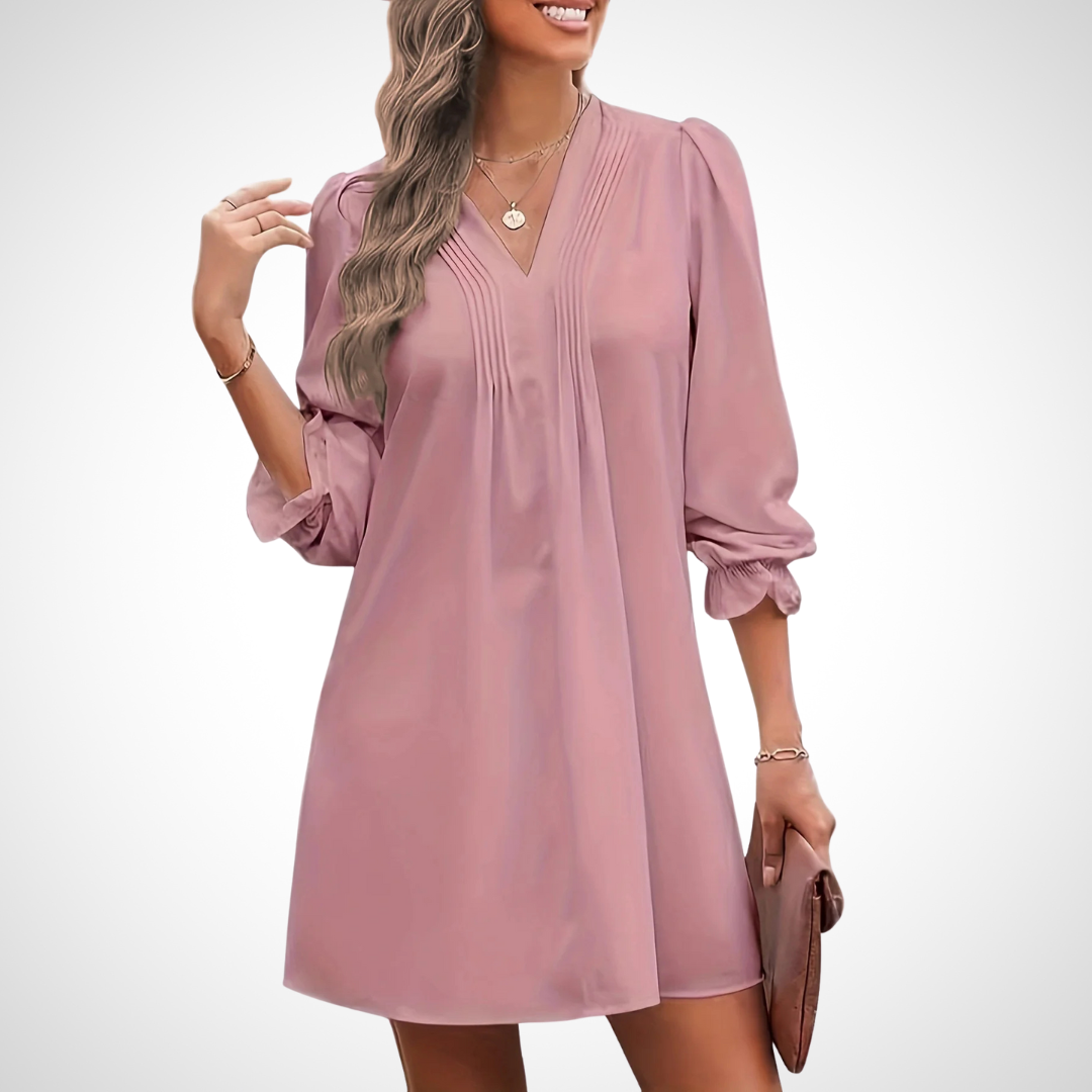 Lucinda – Elegant Ruffled V-Neck Dress