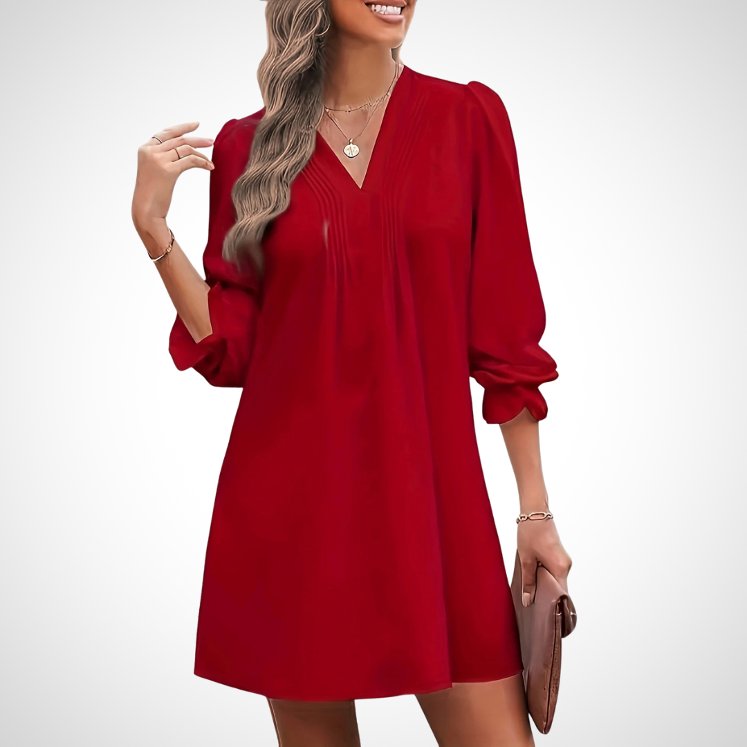 Lucinda – Elegant Ruffled V-Neck Dress
