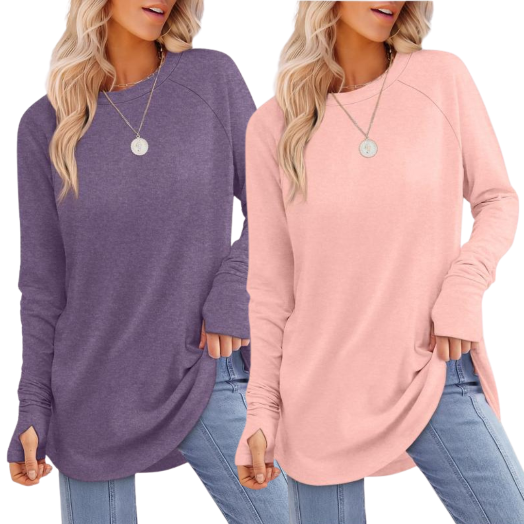 Georgina – Elegant Ruched Deep V-Neck Long Sleeve Blouse
