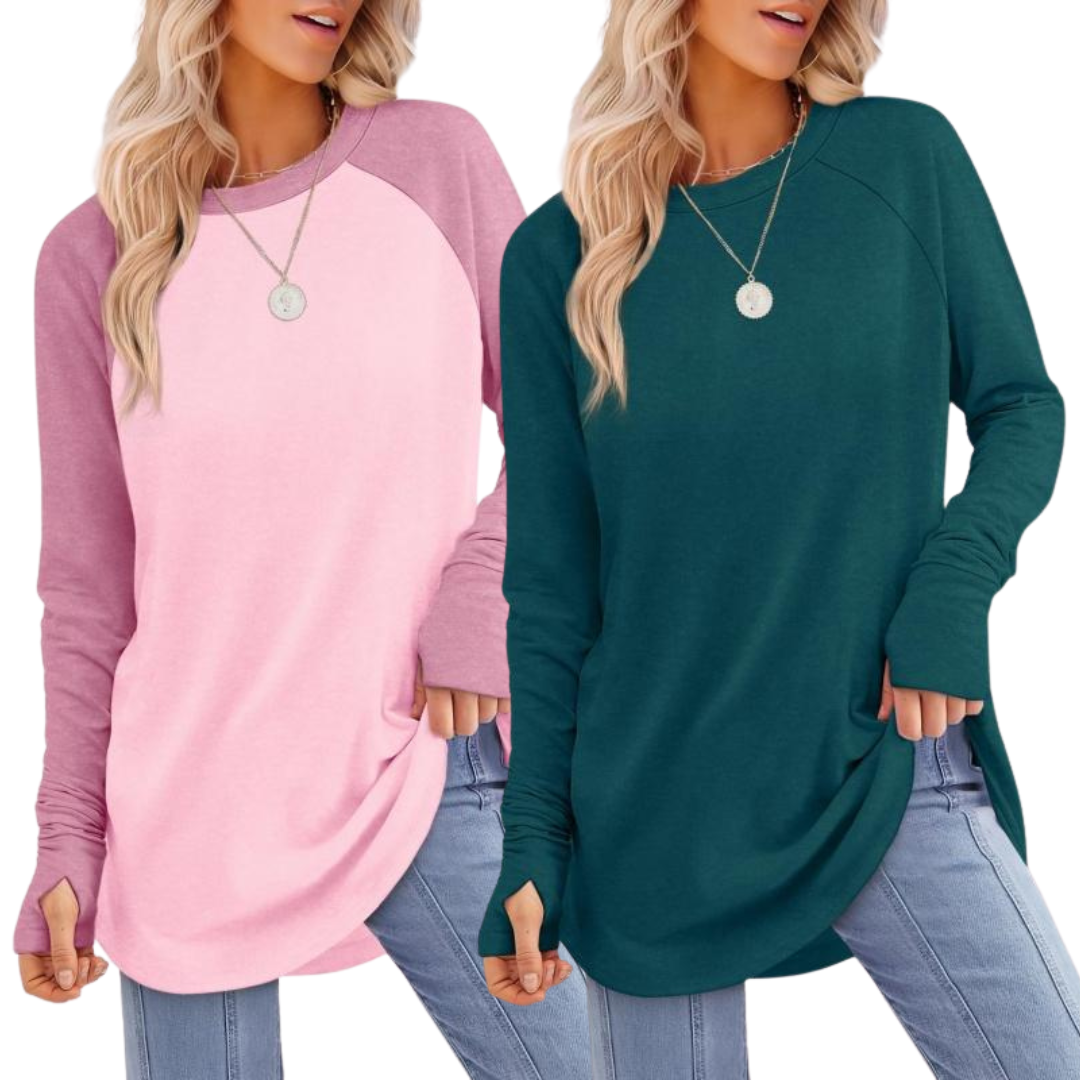 Georgina – Elegant Ruched Deep V-Neck Long Sleeve Blouse