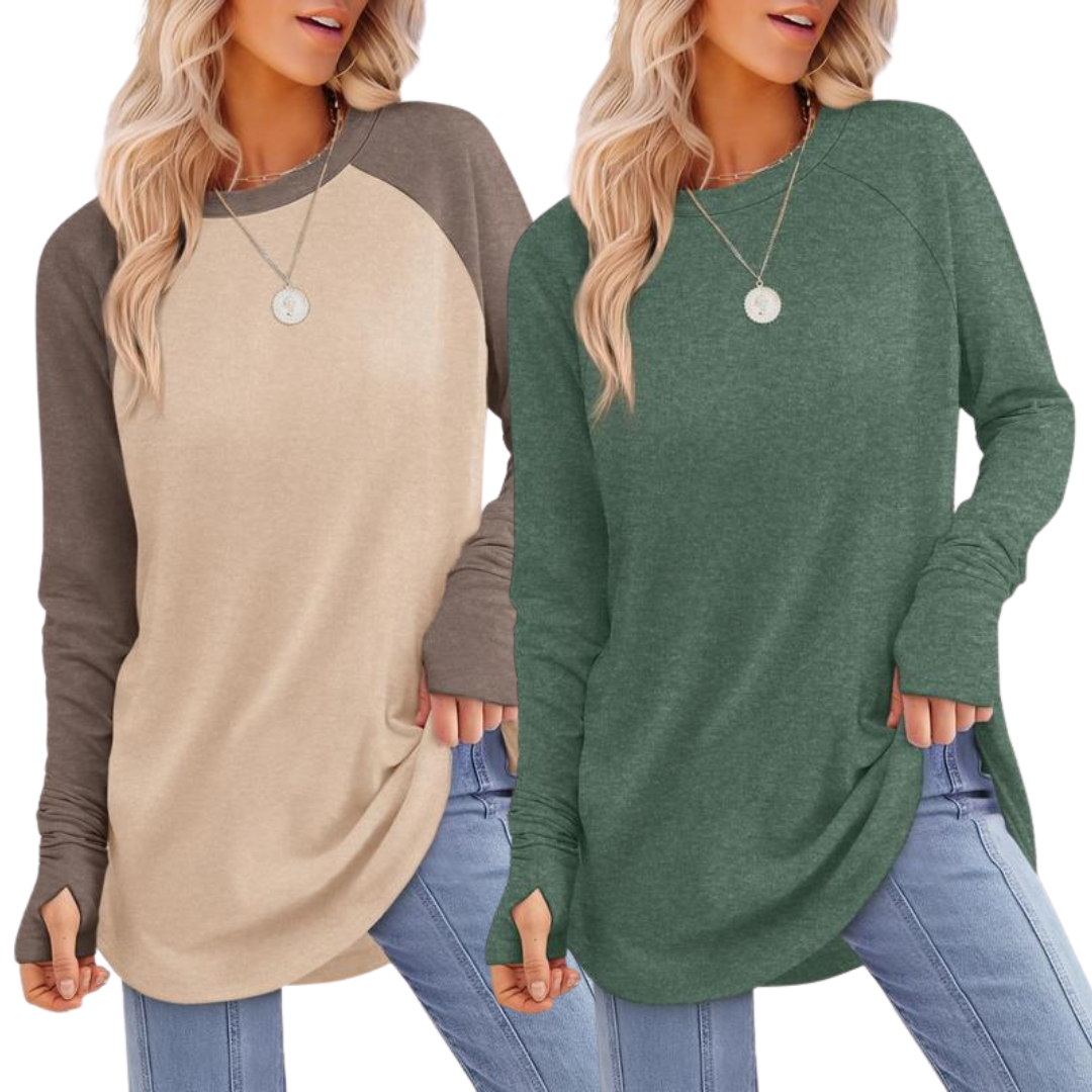 Georgina – Elegant Ruched Deep V-Neck Long Sleeve Blouse