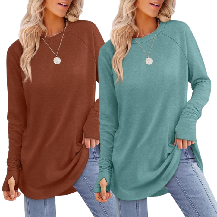 Georgina – Elegant Ruched Deep V-Neck Long Sleeve Blouse