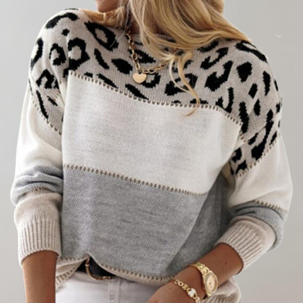 Laura – Leopard Accent Knit Sweater