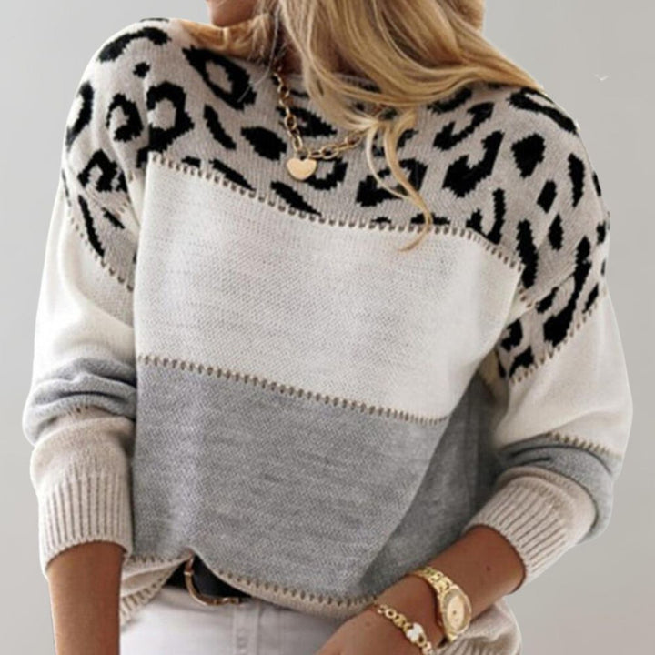 Laura – Leopard Accent Knit Sweater