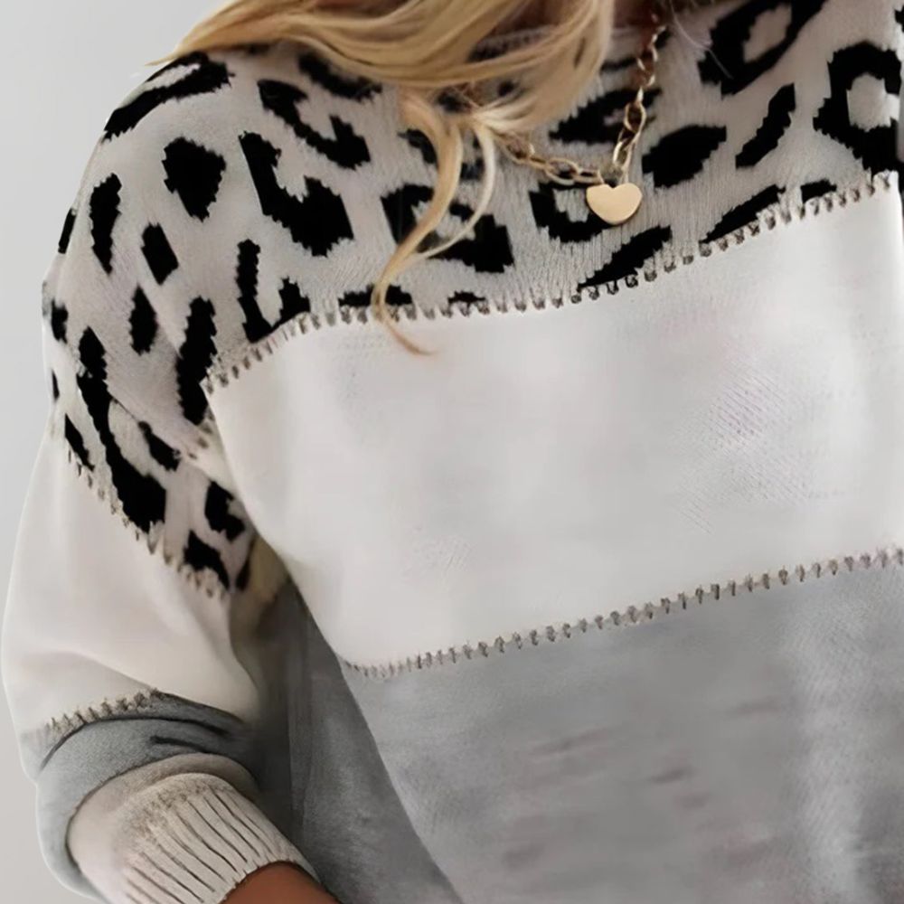 Laura – Leopard Accent Knit Sweater