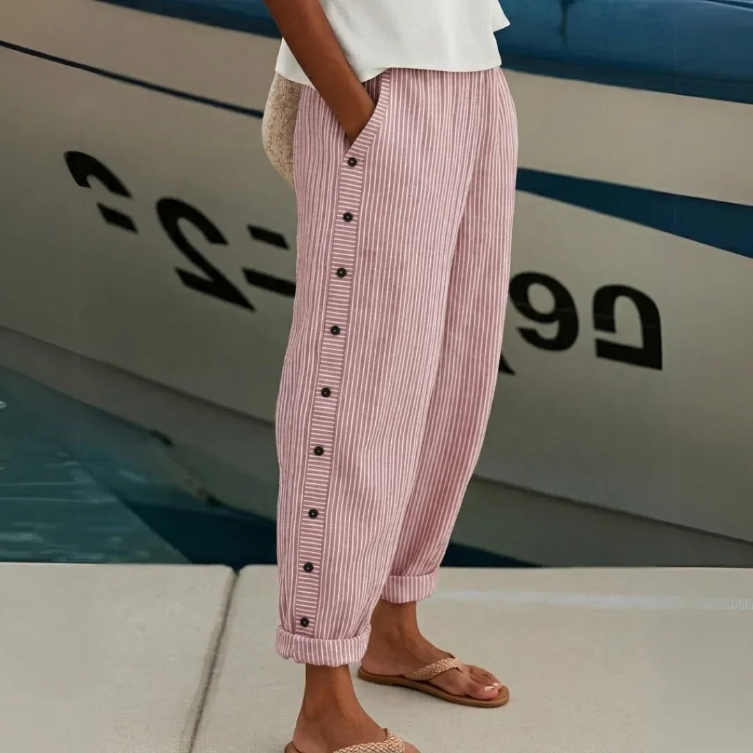 Margaret – Stylish Striped Button Trouser