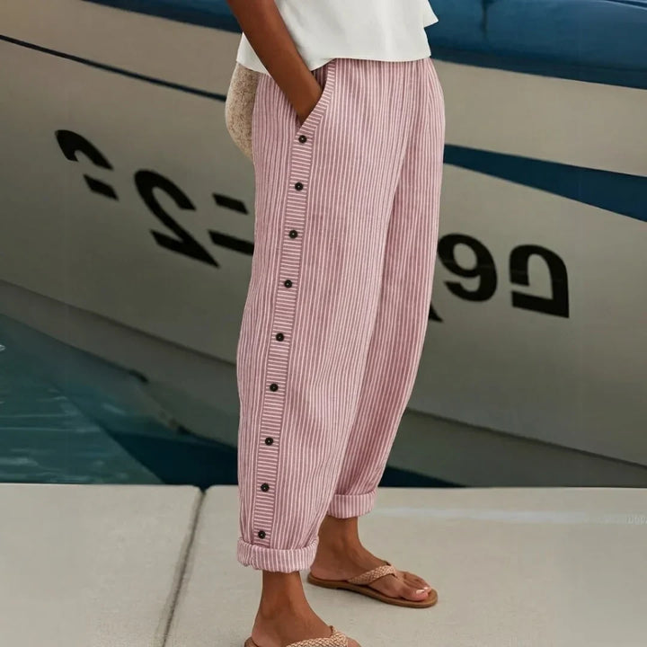 Margaret – Stylish Striped Button Trouser