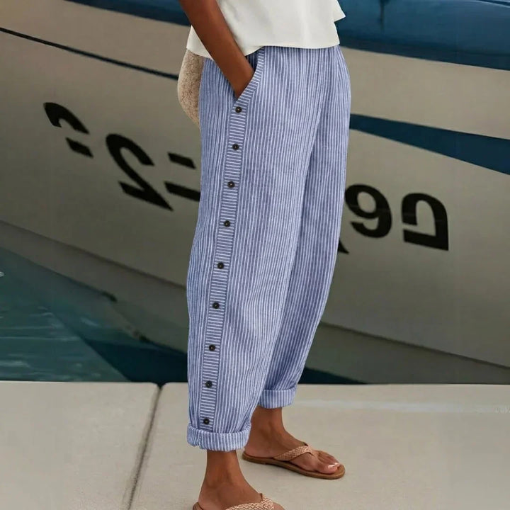 Margaret – Stylish Striped Button Trouser