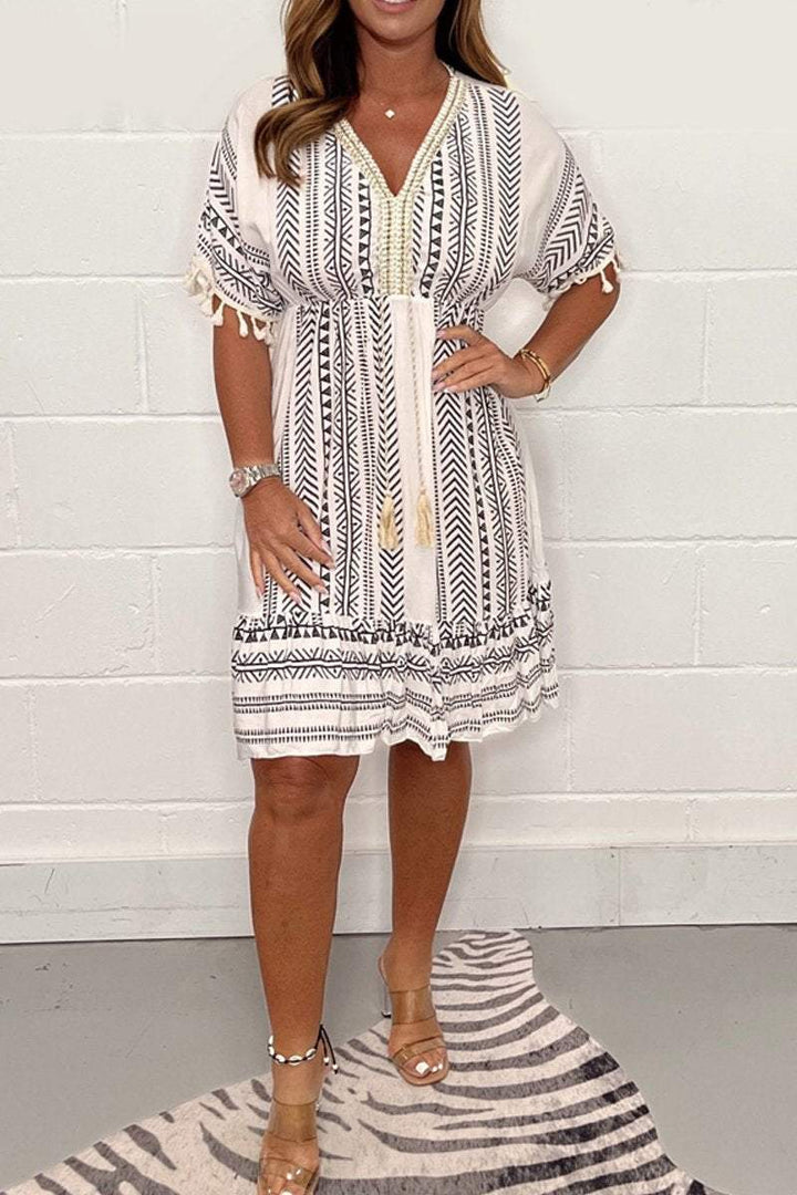 Cecilia – Vintage Ethnic Print Boho Dress