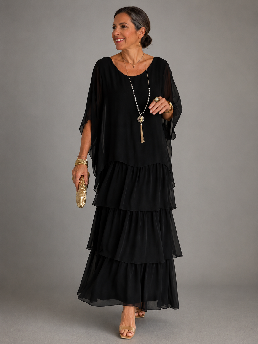Lara – Tiered Chiffon Flowing Maxi Dress