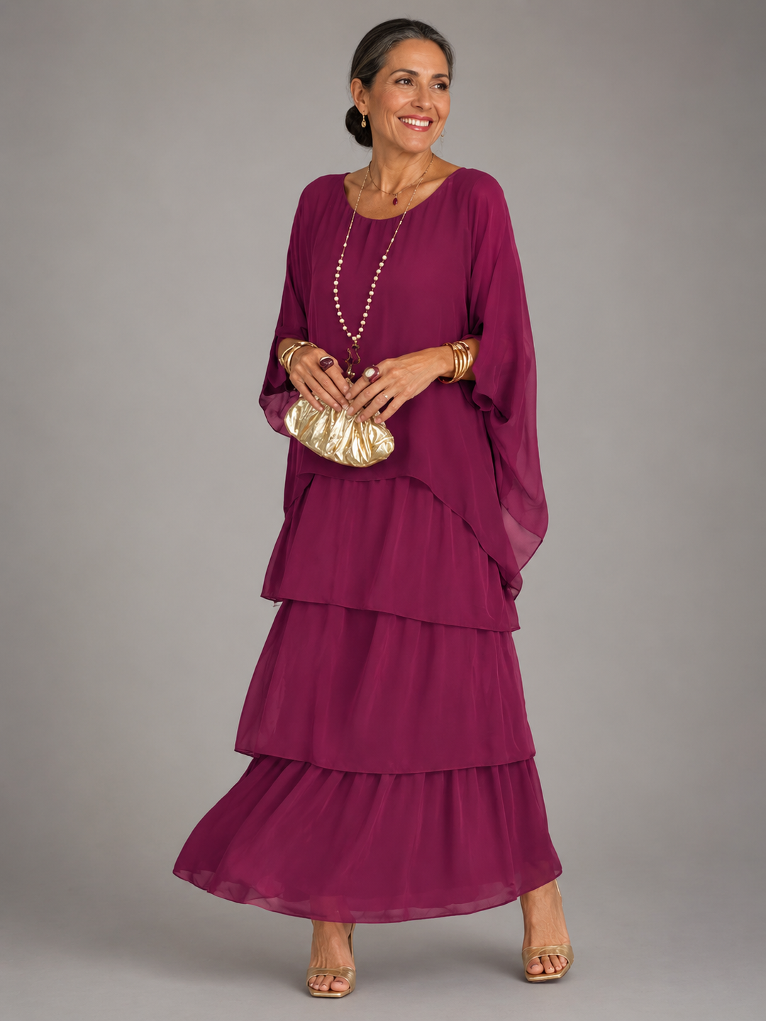 Vivienne – Tiered Chiffon Flowing Maxi Dress