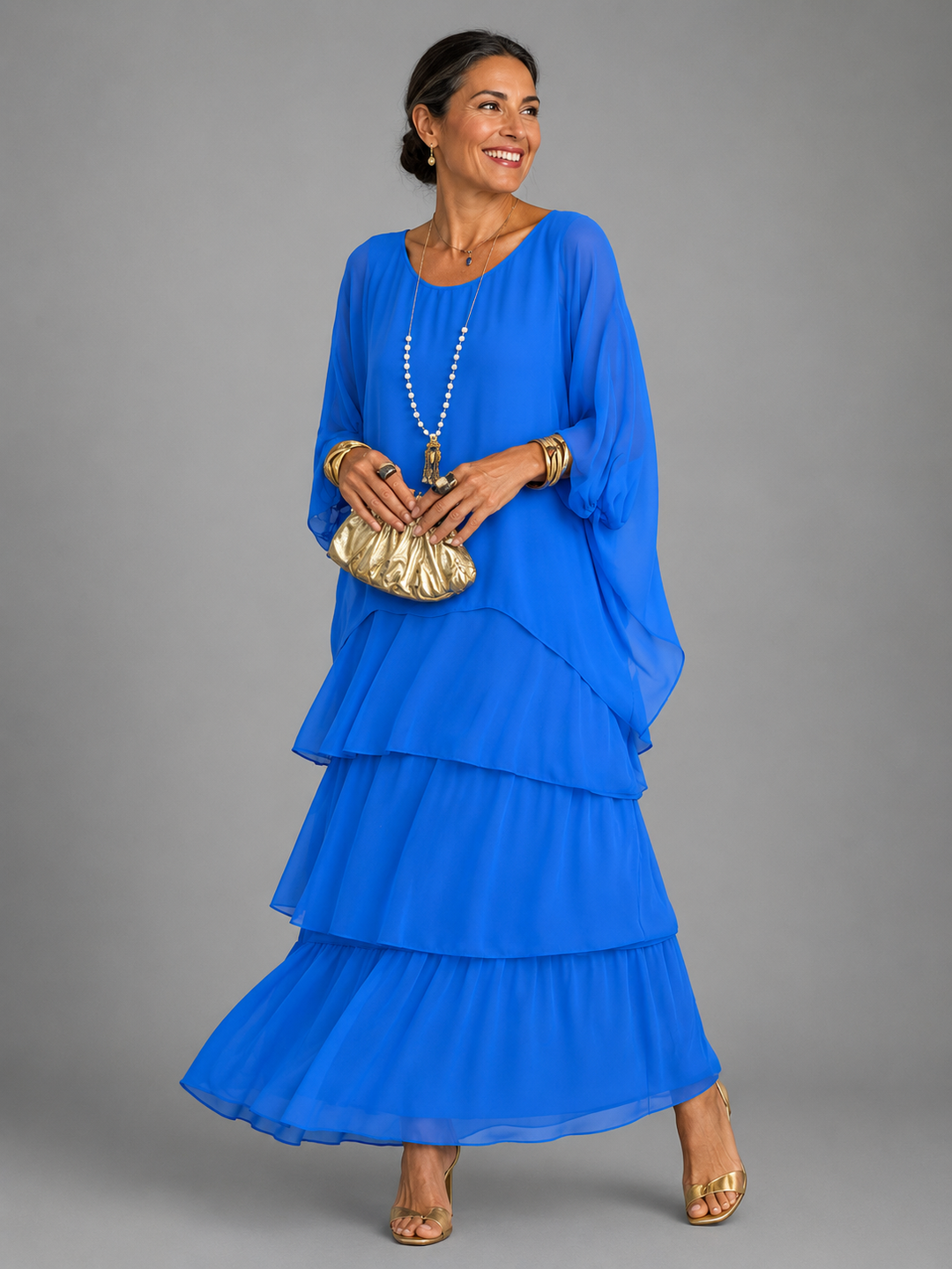Vivienne – Tiered Chiffon Flowing Maxi Dress