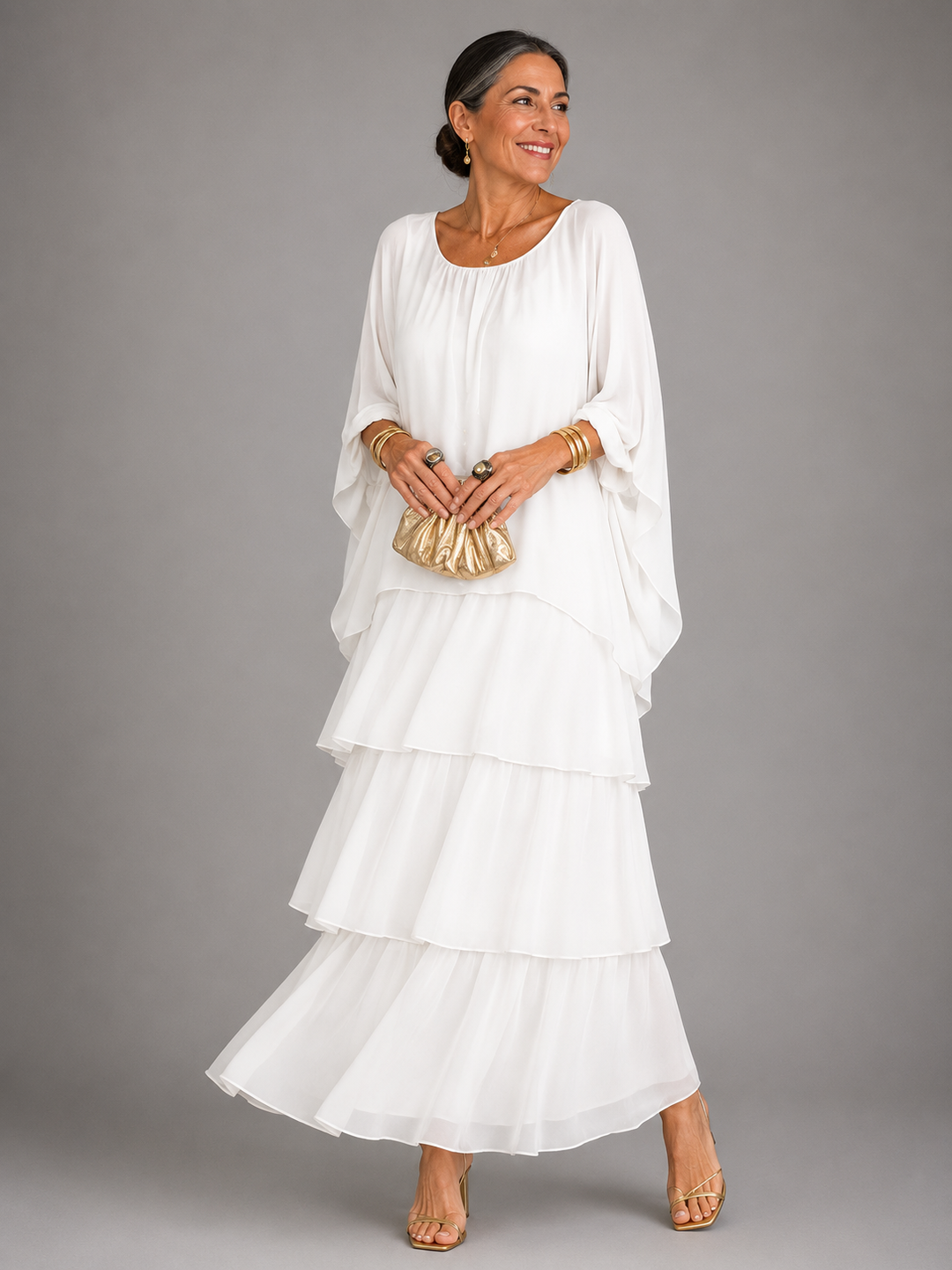 Vivienne – Tiered Chiffon Flowing Maxi Dress