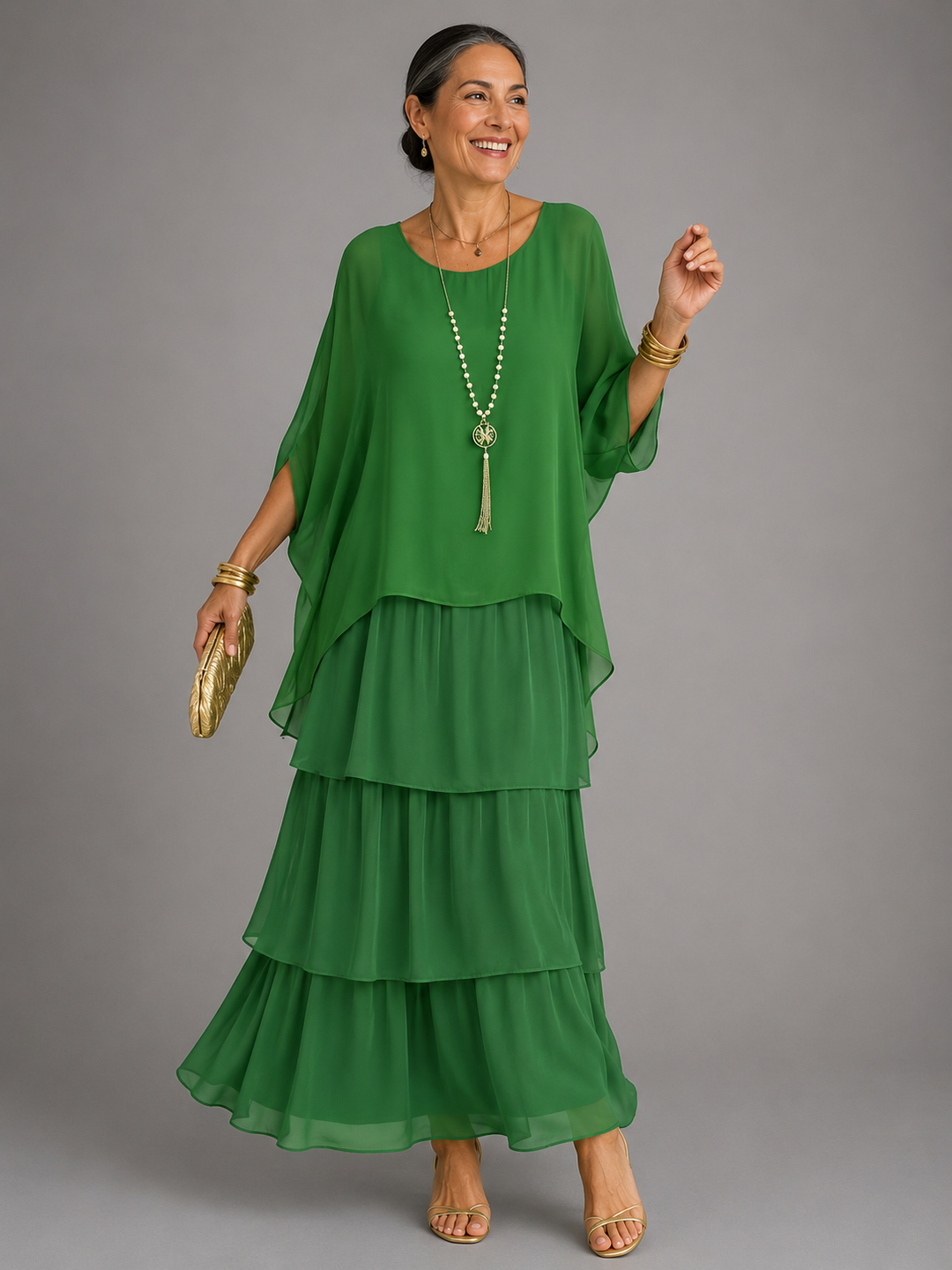 Vivienne – Tiered Chiffon Flowing Maxi Dress