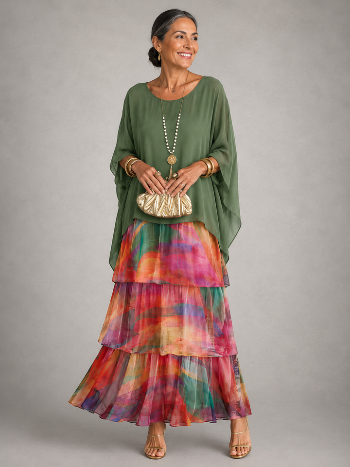 Vivienne – Tiered Chiffon Flowing Maxi Dress