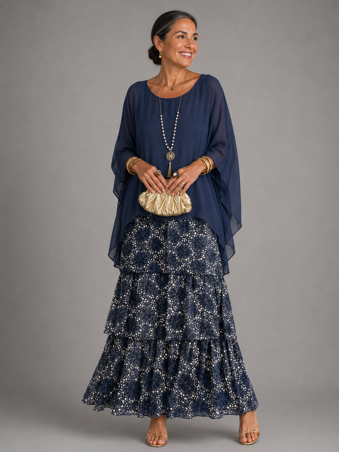 Lara – Tiered Chiffon Flowing Maxi Dress