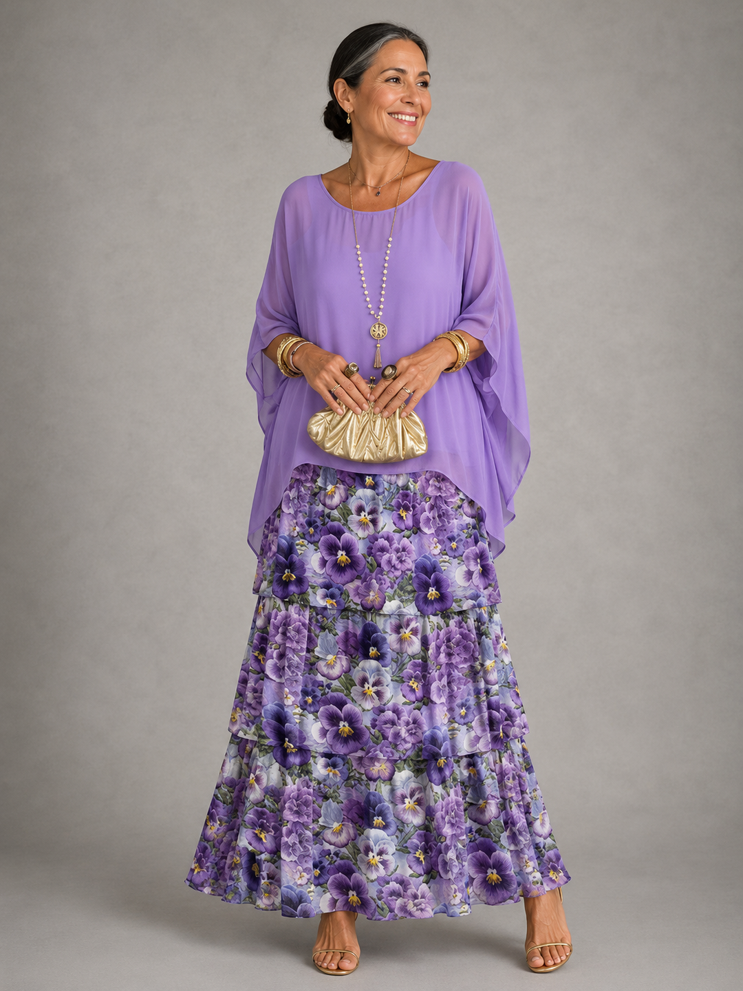 Vivienne – Tiered Chiffon Flowing Maxi Dress