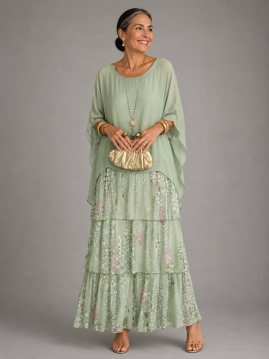 Vivienne – Tiered Chiffon Flowing Maxi Dress