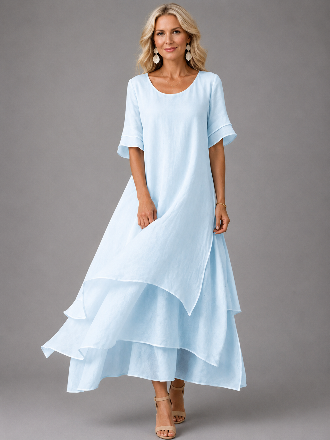 Serena – Tiered Maxi Dress with Flutter Sleeves