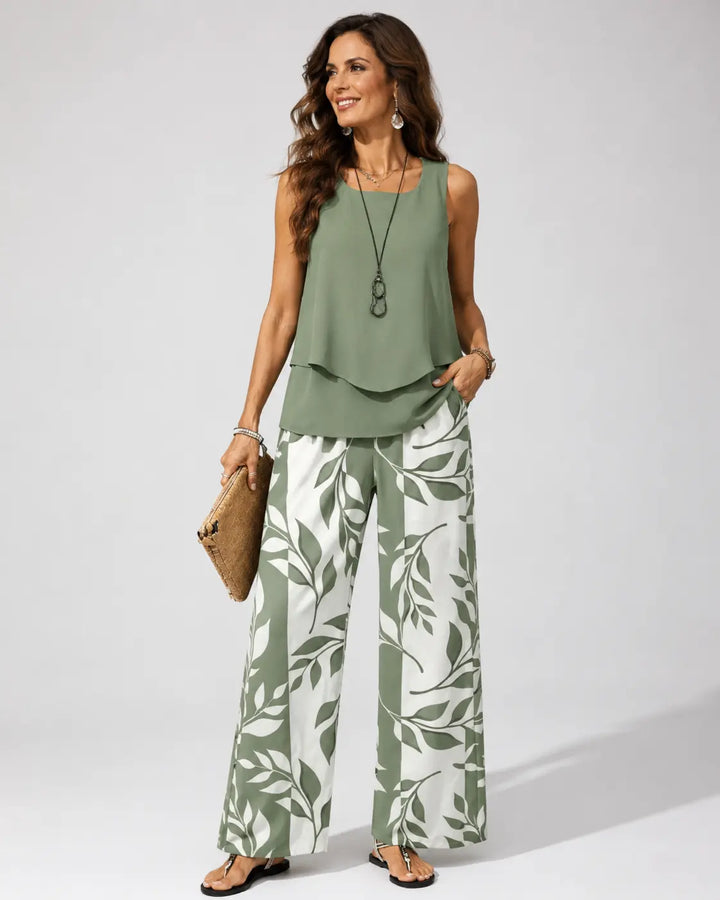 Serena – Layered Top and Wide-Leg Pants Set