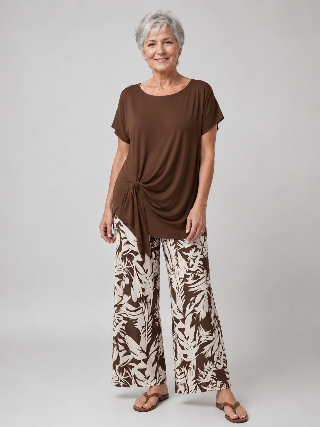 Amalia – Floral Print Top and Wide-Leg Pants Set