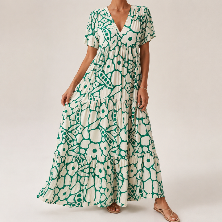 Clara – Floral Maxi Dress with Tiered Skirt