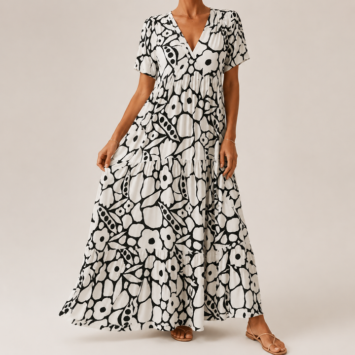 Clara – Floral Maxi Dress with Tiered Skirt