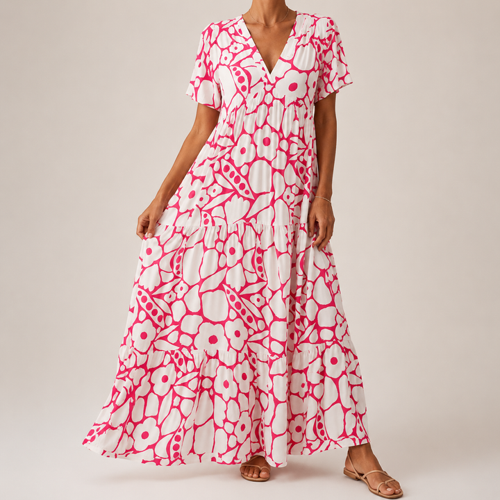Clara – Floral Maxi Dress with Tiered Skirt
