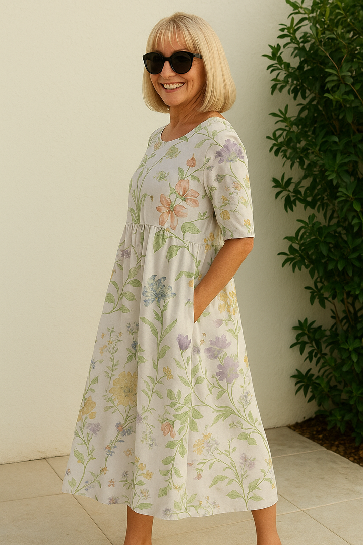 Eliza – Floral Print Relaxed Midi Dress