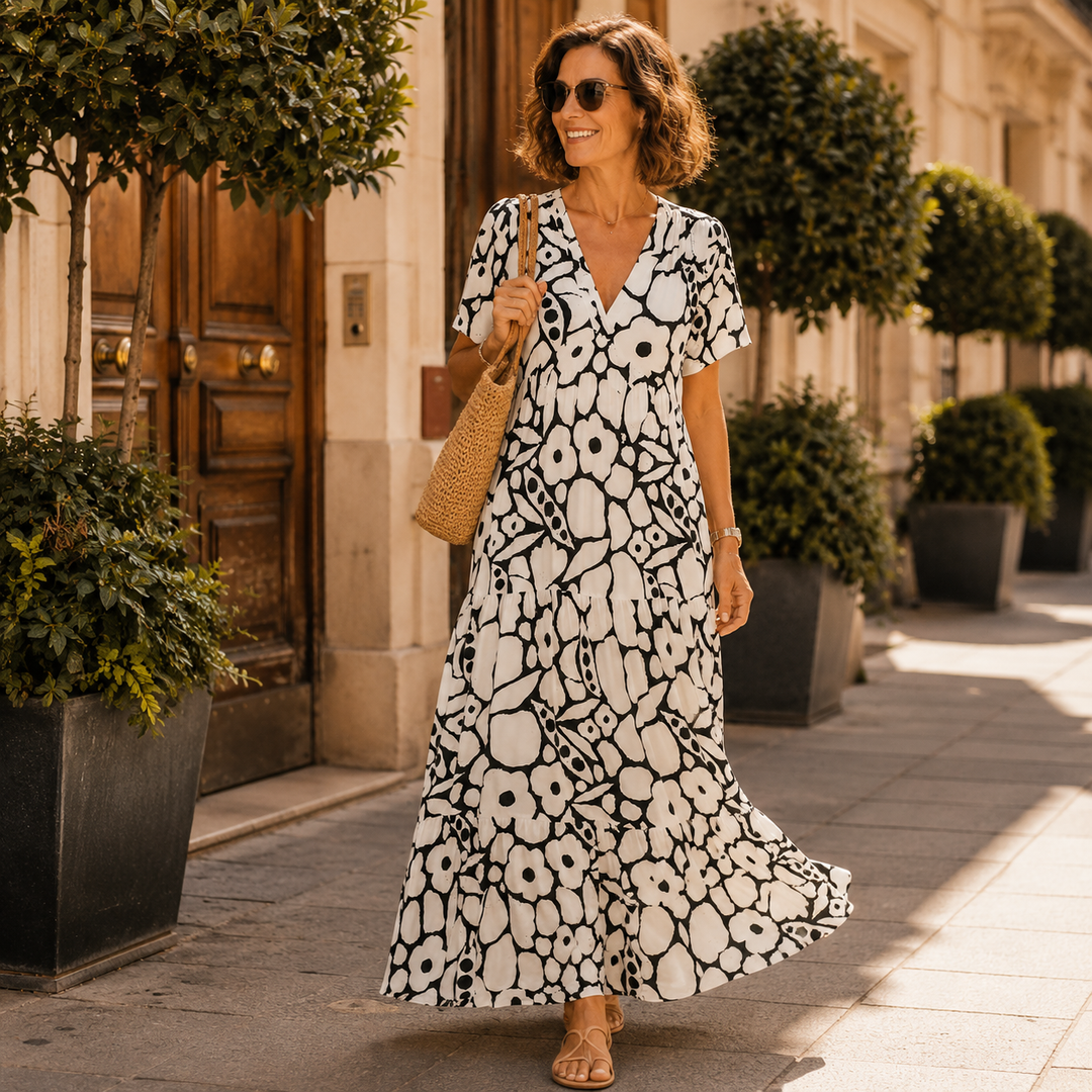 Clara – Floral Maxi Dress with Tiered Skirt