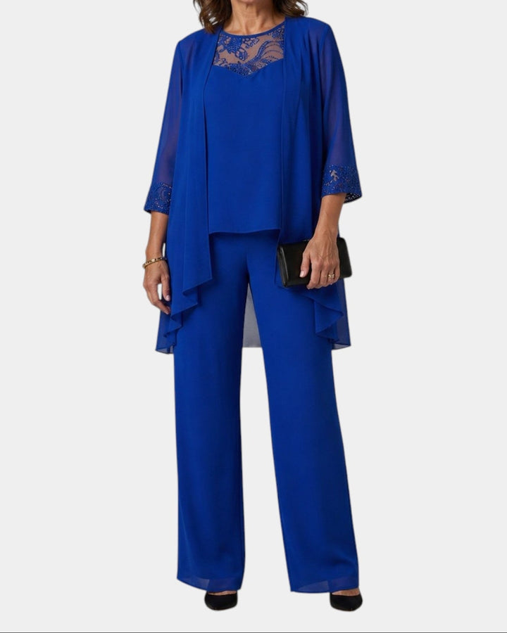 Phoebe – Elegant Three-Piece Chiffon Pantsuit