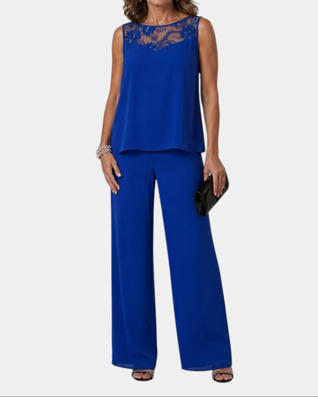Phoebe – Elegant Three-Piece Chiffon Pantsuit
