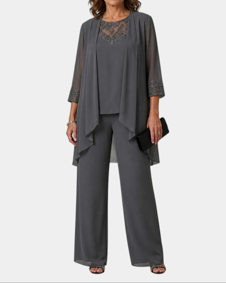 Phoebe – Elegant Three-Piece Chiffon Pantsuit
