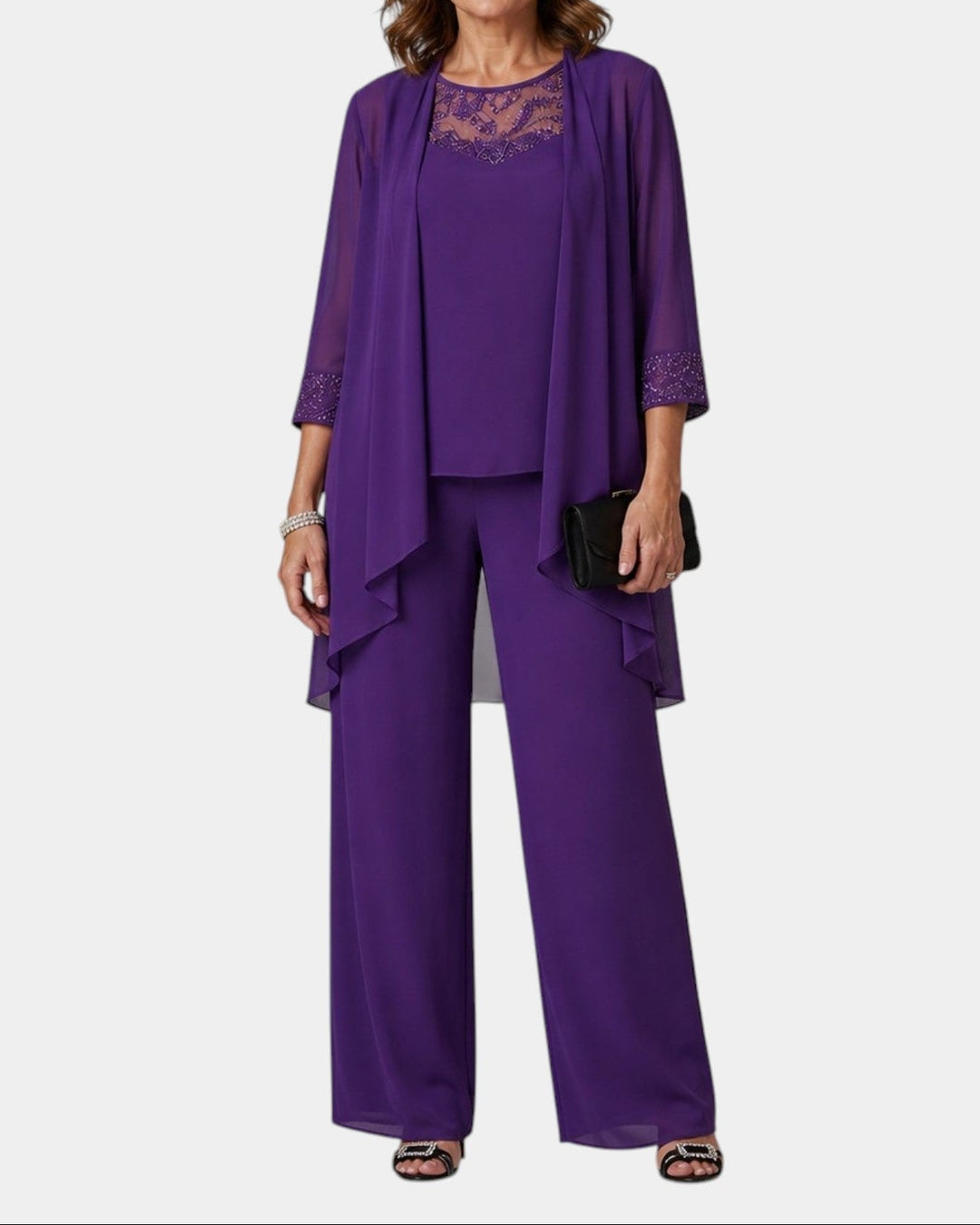 Phoebe – Elegant Three-Piece Chiffon Pantsuit